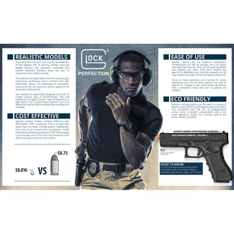 Spartan Licensed Glock 17 Gen 3 CO2 / Gas - Blowback Training Pistol [Law Enforcement Only]