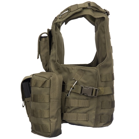 AMA Airsoft MOLLE Plate Carrier w/ 6 Pouches - OD GREEN