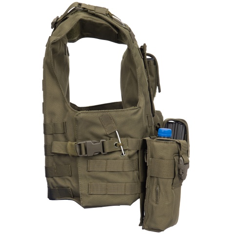 AMA Airsoft MOLLE Plate Carrier w/ 6 Pouches - OD GREEN