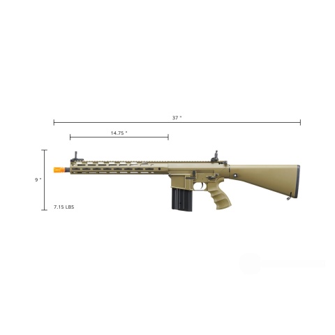 Golden Eagle Airsoft SR-25K w/ URX4 M-LOK Handguard & Full Stock - Tan