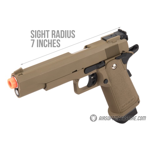 Golden Eagle 3304 OPS-MRP Hi-Capa 5.1 Gas Blowback Airsoft Pistol - DARK EARTH