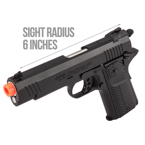Golden Eagle MF 3330 OTS Tactical .45 Hi-Capa 1911 Gas Blowback Airsoft Pistol - BLACK