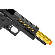 Golden Eagle 3338 OTS .45 Hi-Capa Gas Blowback Pistol w/ Vented Slide (Color: Black / Gold Barrel)