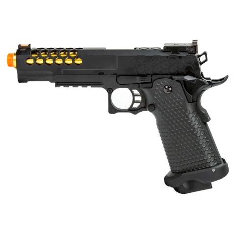 Golden Eagle 3339 OTS .45 Hi-Capa Gas Blowback Pistol w/ Hive Vented Slide (Color: Black / Gold Barrel)