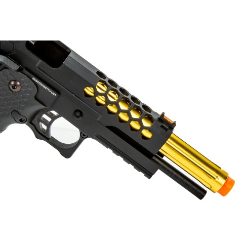 Golden Eagle 3339 OTS .45 Hi-Capa Gas Blowback Pistol w/ Hive Vented Slide (Color: Black / Gold Barrel)