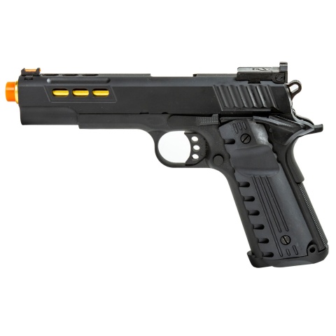 Golden Eagle 3368 OTS .45 Hi-Capa Gas Blowback Pistol w/ Slide Lightening Cuts (Color: Black / Gold Barrel)