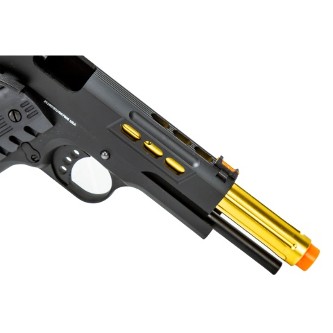 Golden Eagle 3368 OTS .45 Hi-Capa Gas Blowback Pistol w/ Slide Lightening Cuts (Color: Black / Gold Barrel)