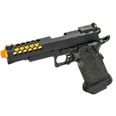 Golden Eagle 3339 OTS .45 Hi-Capa Gas Blowback Pistol w/ Hive Vented Slide & Standard Grip Stippling (Color: Black / Gold Barrel)