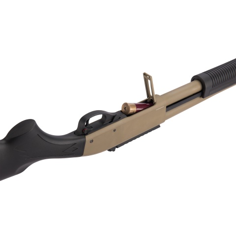 Golden Eagle M870 3/6-Shot Pump Action Gas Airsoft Shotgun - TAN