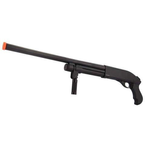 Golden Eagle M870 3/6-Shot Pump Action Gas Airsoft Shotgun w/ Forend Grip - BLACK