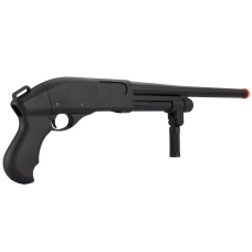 Golden Eagle M870 3/6-Shot Pump Action Gas Airsoft Shotgun w/ Forend Grip - BLACK