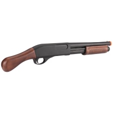Golden Eagle M870 3/6-Shot Pump Action Gas Airsoft Shotgun [Sawed-Off] - WOOD