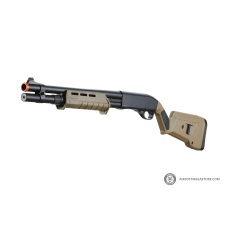 Golden Eagle Airsoft M870 MP M-LOK Style 3/6-Shot Pump Action Gas Shotgun - Black with Shell Holder