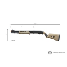 Golden Eagle Airsoft M870 MP M-LOK Style 3/6-Shot Pump Action Gas Shotgun - Black with Shell Holder