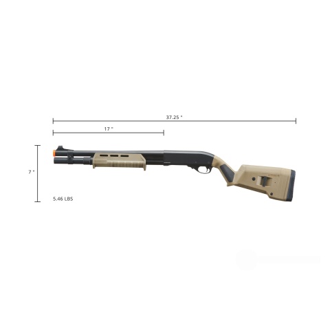 Golden Eagle Airsoft M870 MP M-LOK Style 3/6-Shot Pump Action Gas Shotgun - Black with Shell Holder