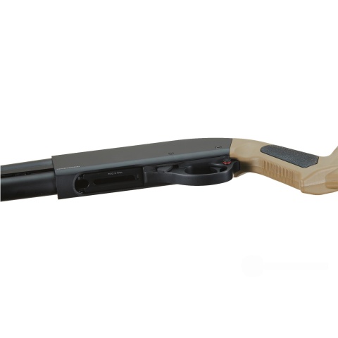 Golden Eagle Airsoft M870 MP M-LOK Style 3/6-Shot Pump Action Gas Shotgun - Black with Shell Holder