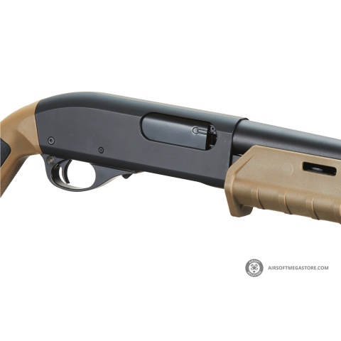 Golden Eagle Airsoft M870 MP M-LOK Style 3/6-Shot Pump Action Gas Shotgun - Black with Shell Holder