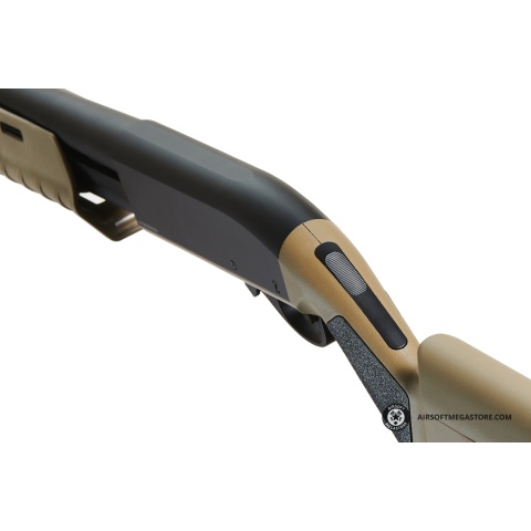 Golden Eagle Airsoft M870 MP M-LOK Style 3/6-Shot Pump Action Gas Shotgun - Black with Shell Holder