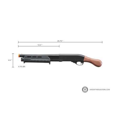 Golden Eagle Tactical M870 3/6-Shot Pump Action Gas Airsoft Shotgun [Sawed-Off] - WOOD