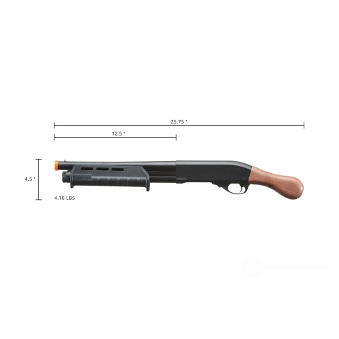 Golden Eagle Tactical M870 3/6-Shot Pump Action Gas Airsoft Shotgun [Sawed-Off] - WOOD