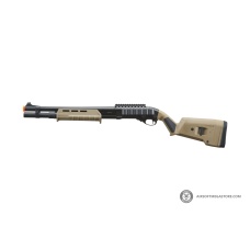 Golden Eagle Airsoft M870 MP M-LOK Style 3/6-Shot Pump Action Gas Shotgun - Tan with Shell Holder