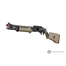 Golden Eagle Airsoft M870 MP M-LOK Style 3/6-Shot Pump Action Gas Shotgun - Tan with Shell Holder