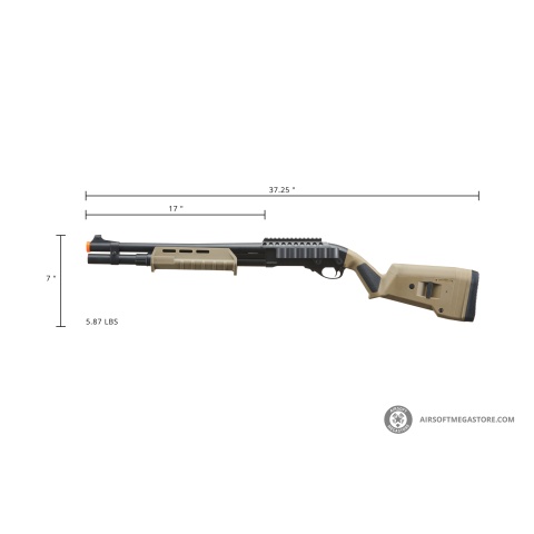 Golden Eagle Airsoft M870 MP M-LOK Style 3/6-Shot Pump Action Gas Shotgun - Tan with Shell Holder