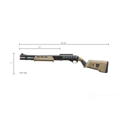 Golden Eagle Airsoft M870 MP M-LOK Style 3/6-Shot Pump Action Gas Shotgun - Tan with Shell Holder