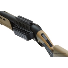 Golden Eagle Airsoft M870 MP M-LOK Style 3/6-Shot Pump Action Gas Shotgun - Tan with Shell Holder