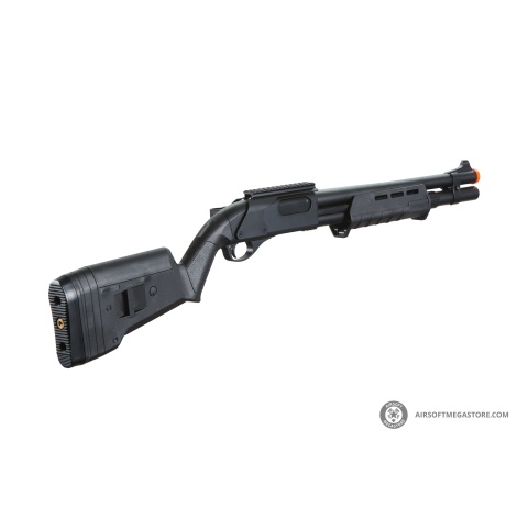Golden Eagle Airsoft M870 MP M-LOK Style 3/6-Shot Pump Action Gas Shotgun - Black with Shell Holder