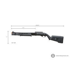 Golden Eagle Airsoft M870 MP M-LOK Style 3/6-Shot Pump Action Gas Shotgun - Black with Shell Holder