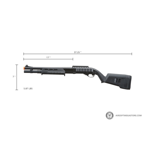 Golden Eagle Airsoft M870 MP M-LOK Style 3/6-Shot Pump Action Gas Shotgun - Black with Shell Holder