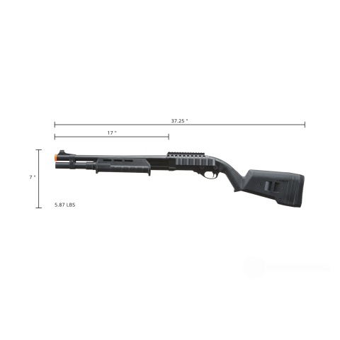 Golden Eagle Airsoft M870 MP M-LOK Style 3/6-Shot Pump Action Gas Shotgun - Black with Shell Holder