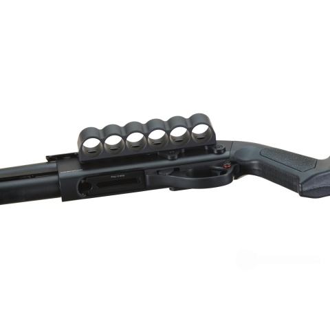 Golden Eagle Airsoft M870 MP M-LOK Style 3/6-Shot Pump Action Gas Shotgun - Black with Shell Holder