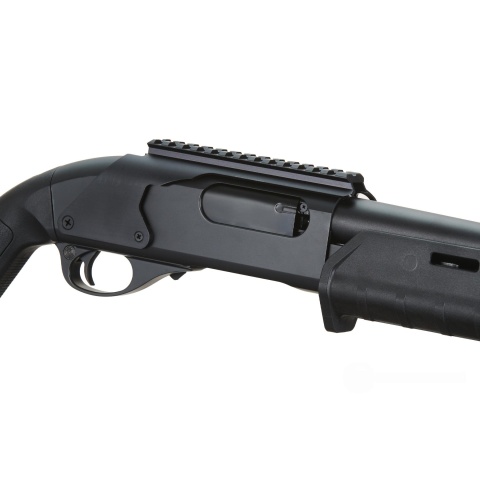 Golden Eagle Airsoft M870 MP M-LOK Style 3/6-Shot Pump Action Gas Shotgun - Black with Shell Holder