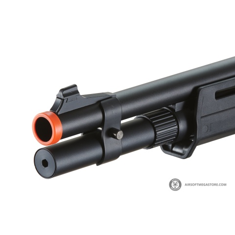 Golden Eagle Airsoft M870 MP M-LOK Style 3/6-Shot Pump Action Gas Shotgun - Black with Shell Holder