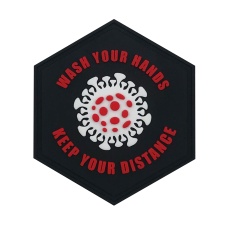 Hexagon PVC Patch Wash your hands, Keep your distance