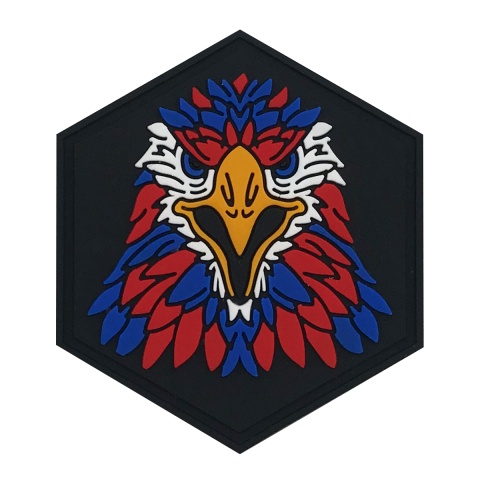 Hexagon PVC Patch Eagle Face