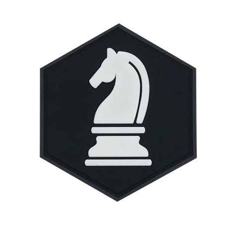 Hex PVC Patch White Knight Chess Piece