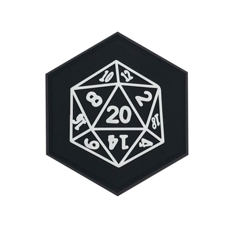 Hexagon PVC Patch D&D 20 Sided Die