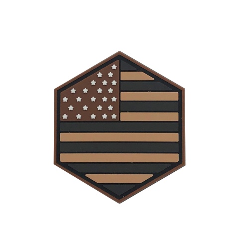 Hexagon PVC Patch Tan USA Flag