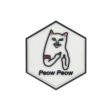 Hexagon PVC Patch White Cat Peow Peow