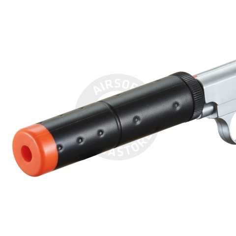 HFC Airsoft Gas Mini Pistol Non-BlowBack with Mock Suppressor - SILVER