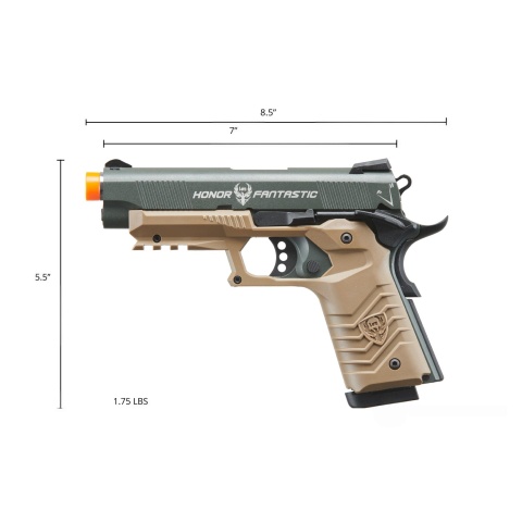 HFC Classic .45 Series Metal Green Gas Blowback Airsoft Pistol (Color: Black & Dark Earth)