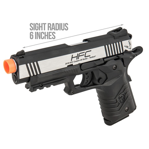 HFC HG-171 Tactical 1911 Gas Blowback Pistol  - SILVER / BLACK