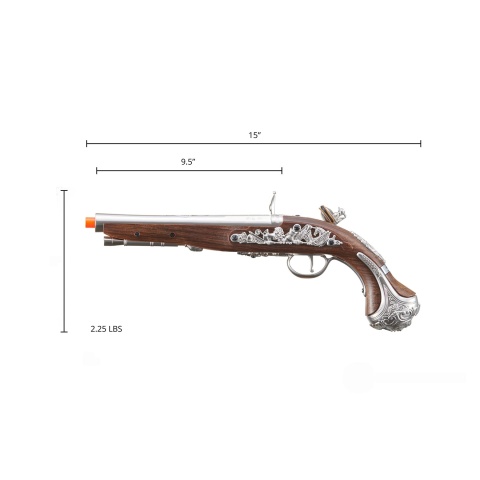 HFC George Washington Flintlock Airsoft Green Gas Powered Pistol (Color: Silver)