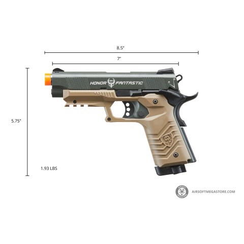 HFC Classic .45 Series Metal Co2 Blowback Airsoft Pistol (Color: Black & Dark Earth)