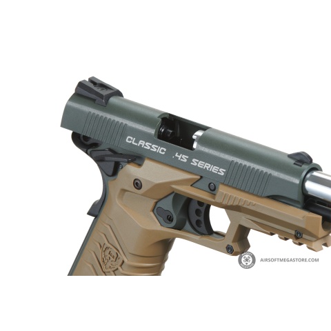 HFC Classic .45 Series Metal Co2 Blowback Airsoft Pistol (Color: Black & Dark Earth)