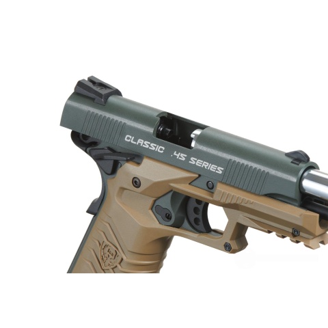 HFC Classic .45 Series Metal Co2 Blowback Airsoft Pistol (Color: Black & Dark Earth)