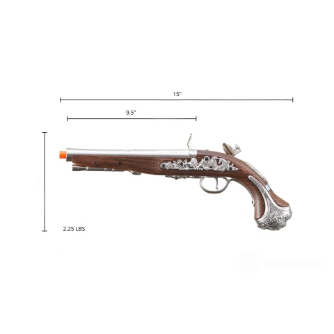 HFC George Washington Flintlock Airsoft Co2 Powered Pistol (Color: Silver)